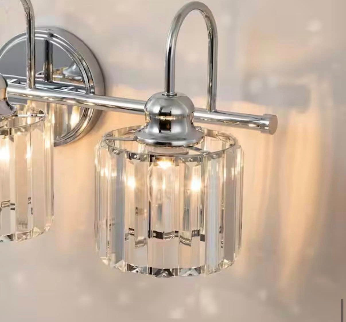 3-Light Chrome Dimmable Glam Crystal Bathroom Vanity Light