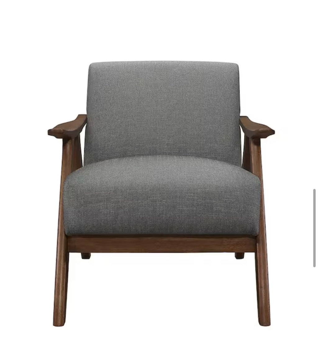 Ocala Gray Fabric Upholstery Solid Wood Frame Accent Chair