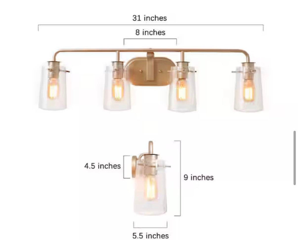 31 in Gold Vanity Light for Bathroom