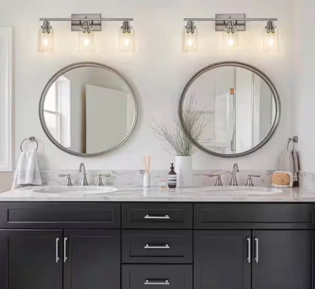 24 in. 3-Light Industrial Brushed Nickel Vanity Light