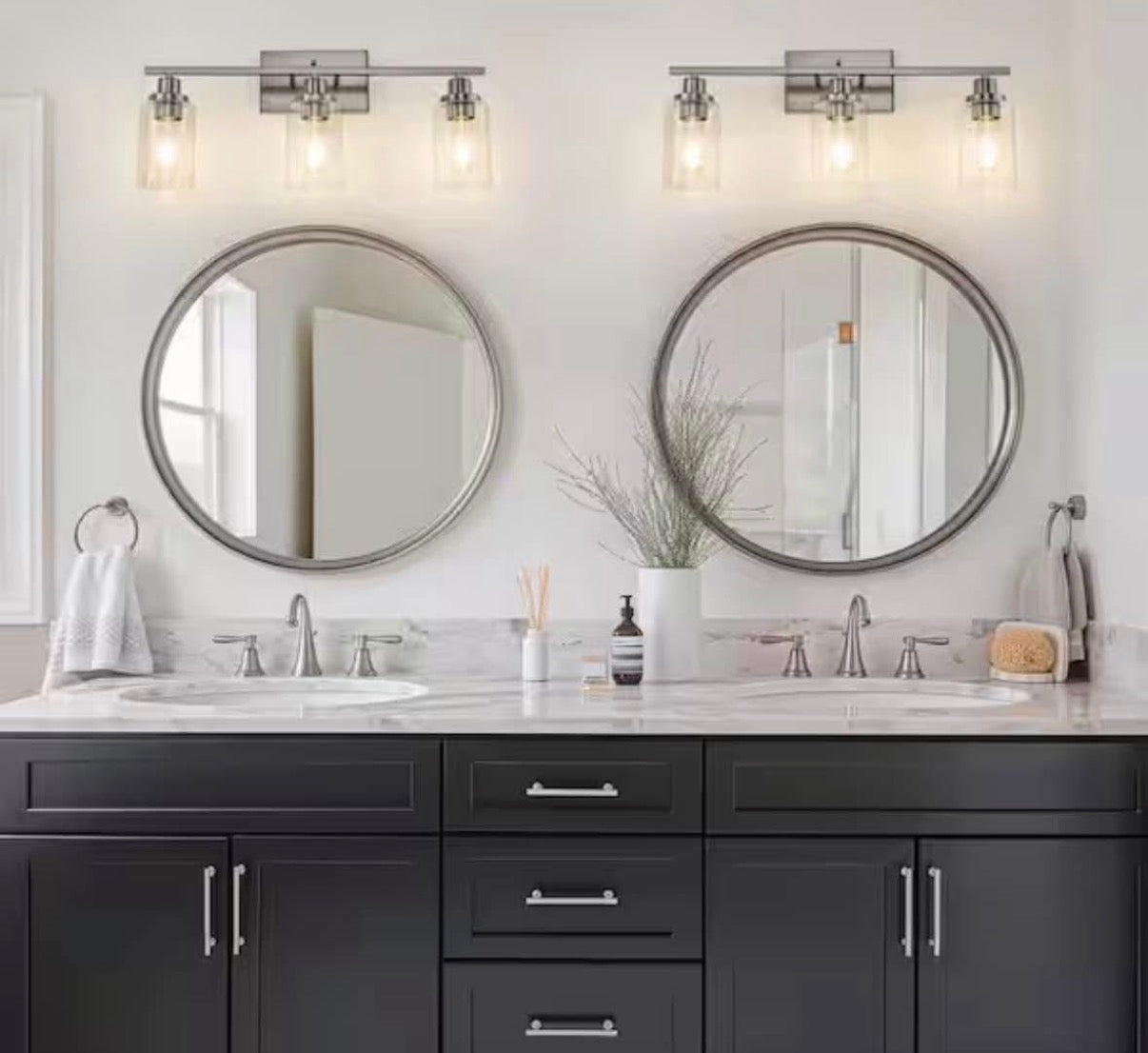 24 in. 3-Light Industrial Brushed Nickel Vanity Light