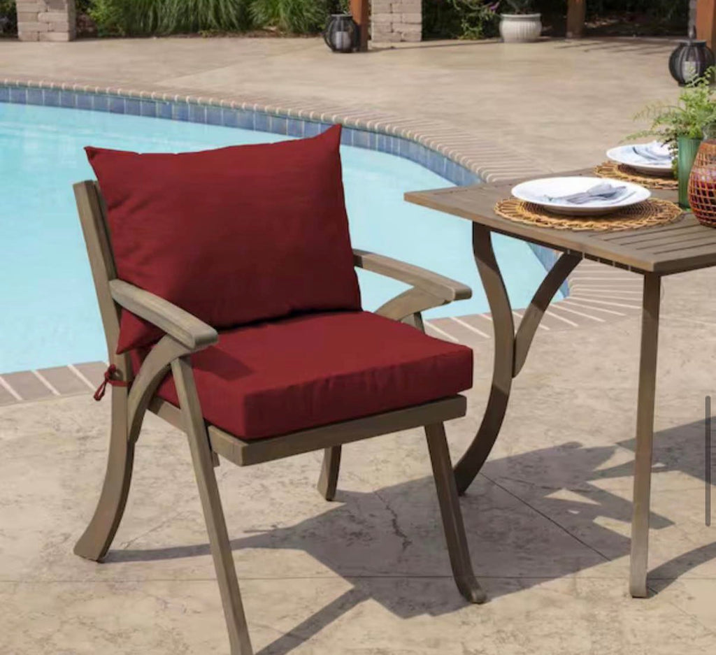 21 in. x 21 in. Ruby Red Leala Outdoor Dining Chair Cushion