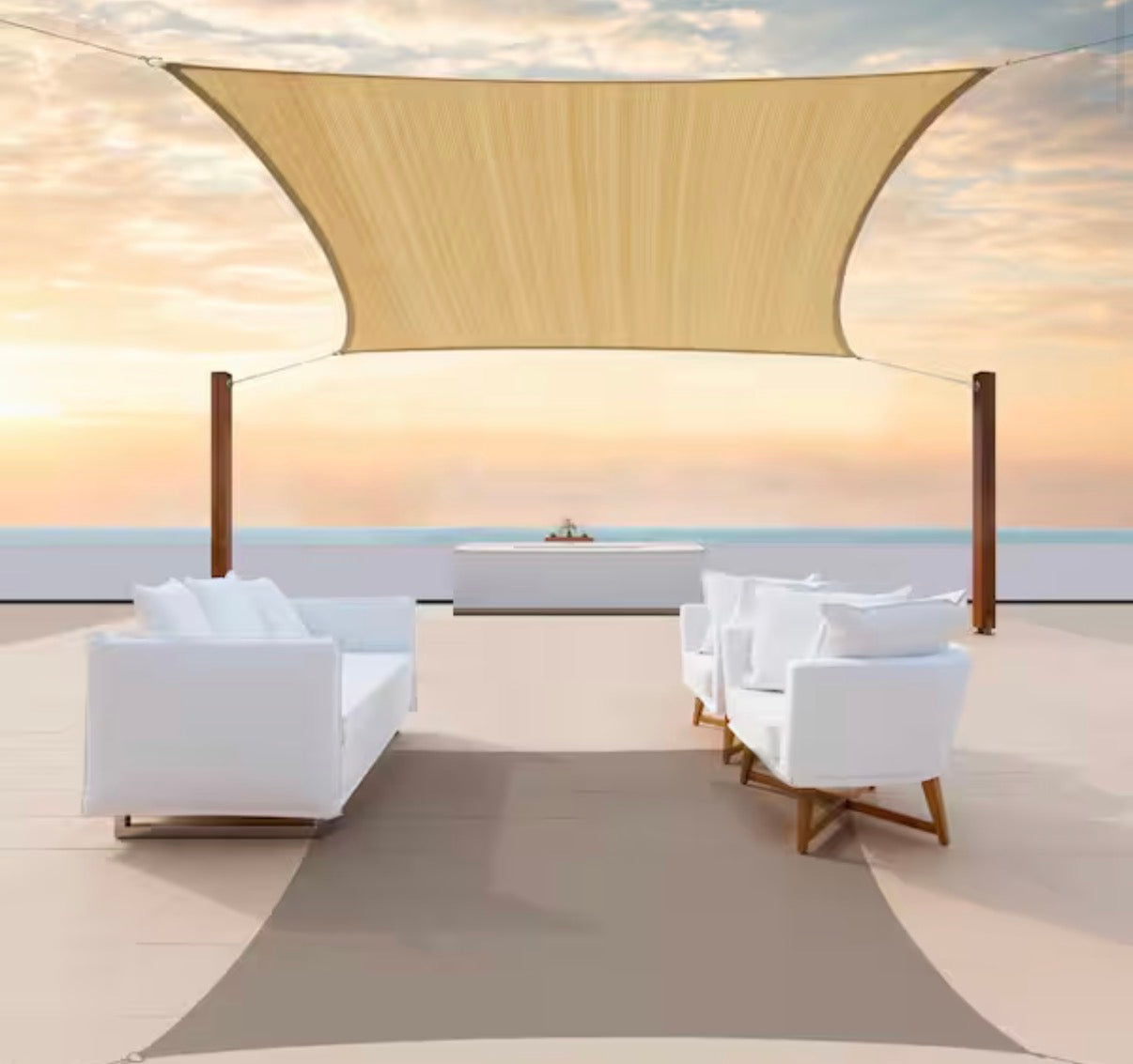 8 ft. x 10 ft. Sand Beige Rectangle Sun Shade Sail Screen Canopy