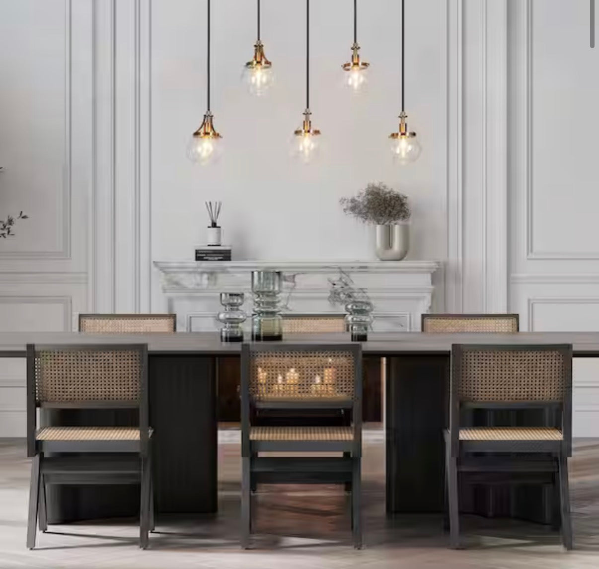 Orbline Transitional 5-Light Black and Brass Linear Chandelier