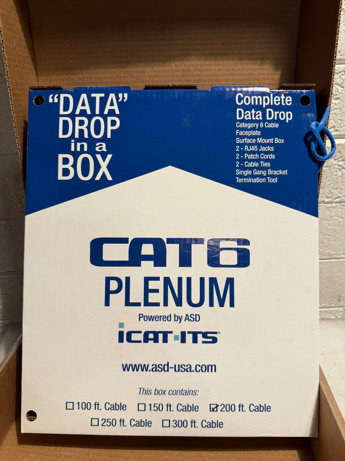 Data Drop-in-a Box Cat6 200 ft. Blue Plenum Kit