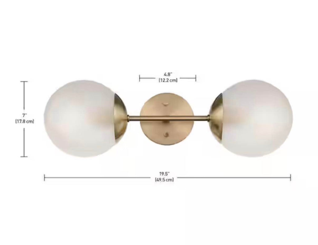 19.5 inches 2-Light Matte Brass Wall Sconce Light