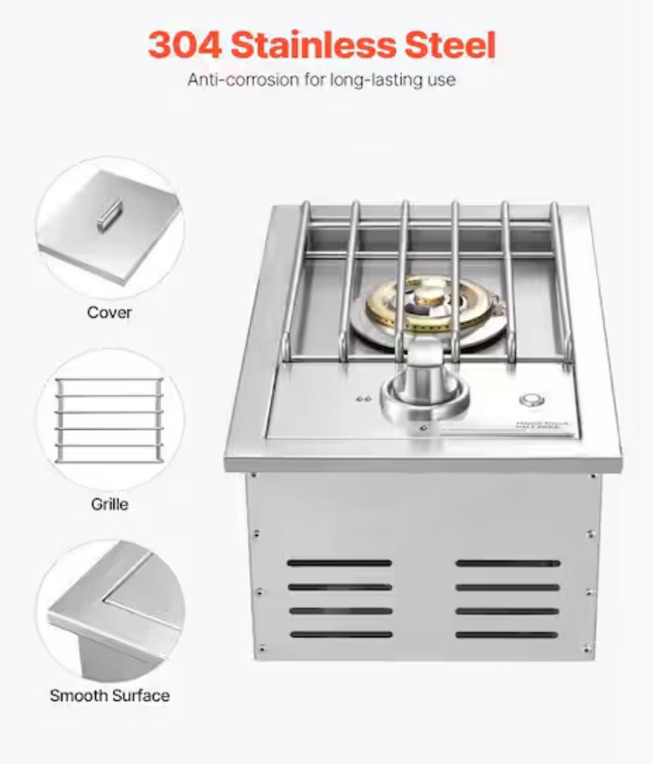 Stainless Steel Built-In 1- Side Burner