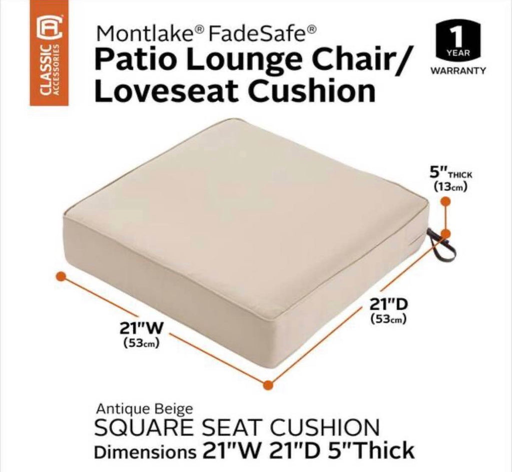 5 in. Thick Antique Beige Outdoor Lounge Chair Cushion