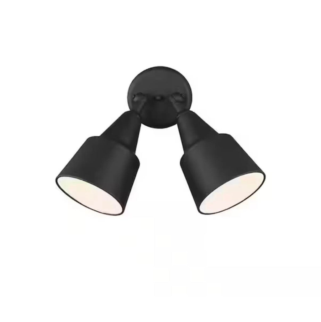 2-Light 120-Watt Black Outdoor Adjustable Flood Light