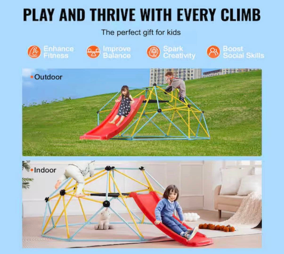 8 ft. Geometric Climbing Dome with slide