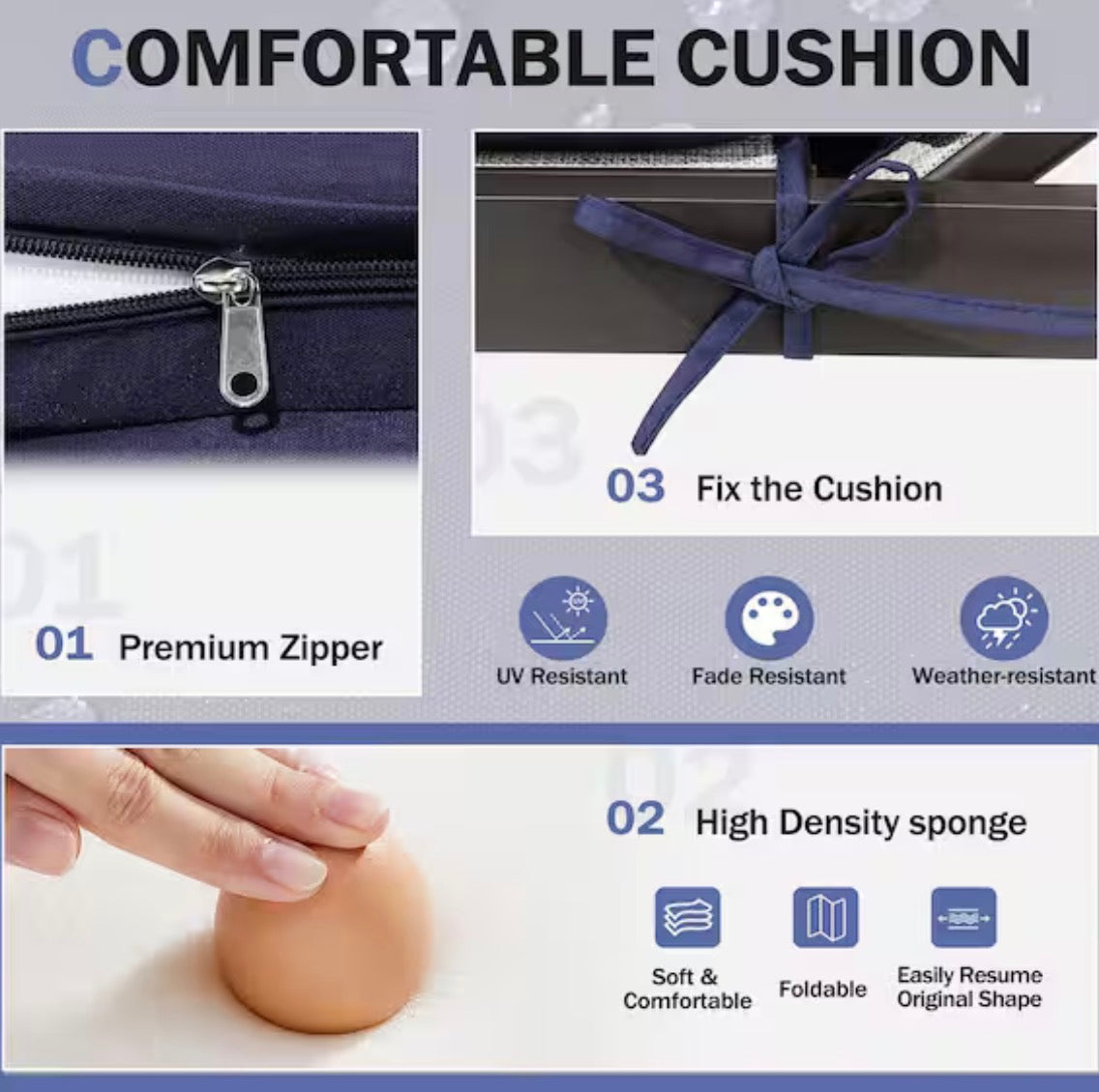 Premium Comfort Outdoor Chaise Lounge Cushion Set