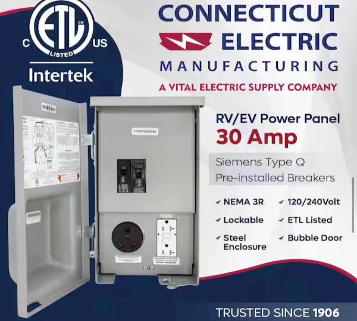 30-Amp RV Power Outlet with Branch Breakers