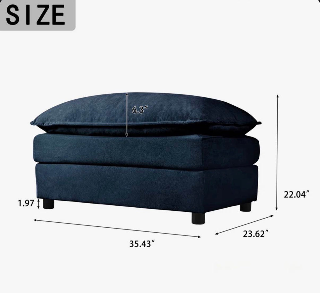 36 "  Chenille Ottoman in Midnight Blue