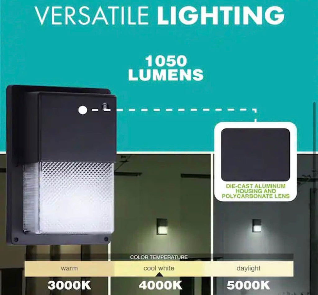 100-Watt Equivalent Integrated LED Black Mini Wall Pack Light