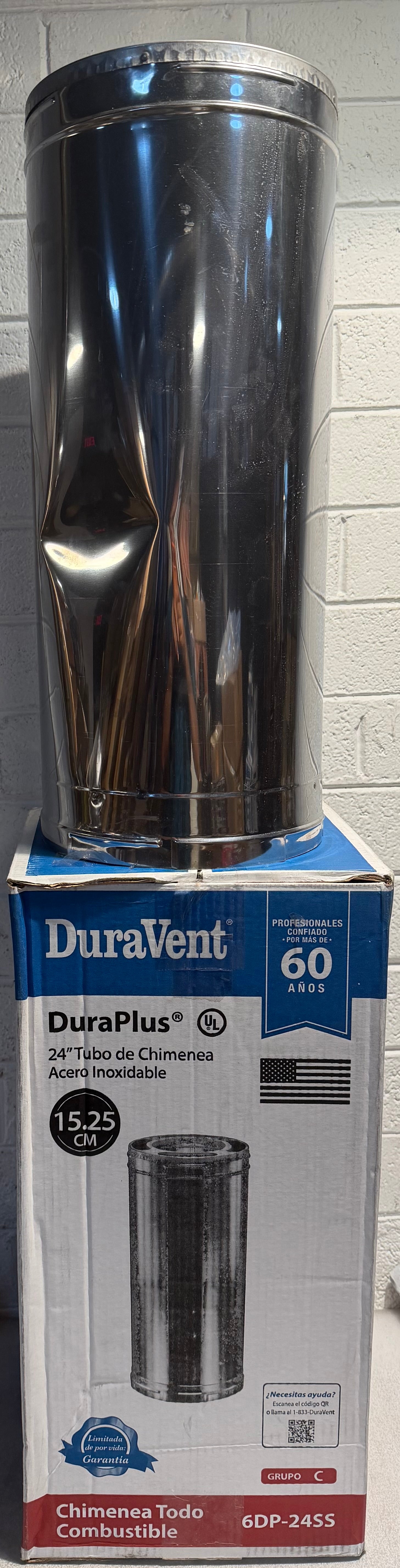 All-Fuel Chimney 6in. X 24in. 6DP-24SS Chimney Pipe Stainless Steel