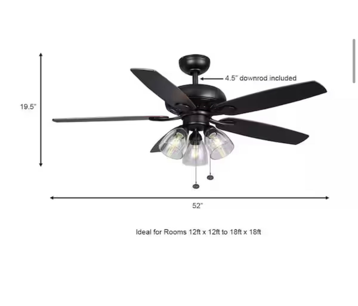 Rockport 52 in. LED Ceiling Fan with Five Reversible Blades