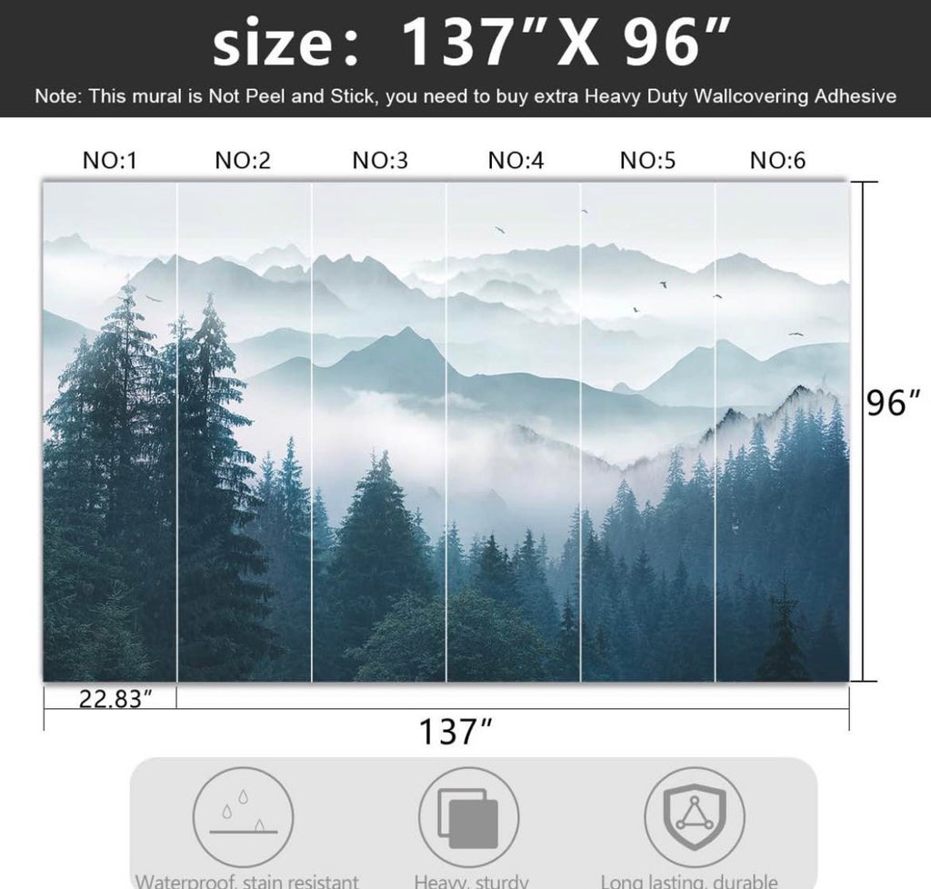 Foggy Forest Pine Scenery Fabric Wallpaper