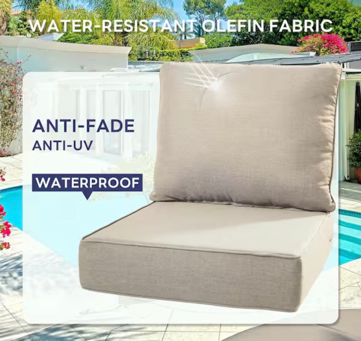 22 in. W x 24 in. D x 6 in. Thick outdoor Chair Cushion