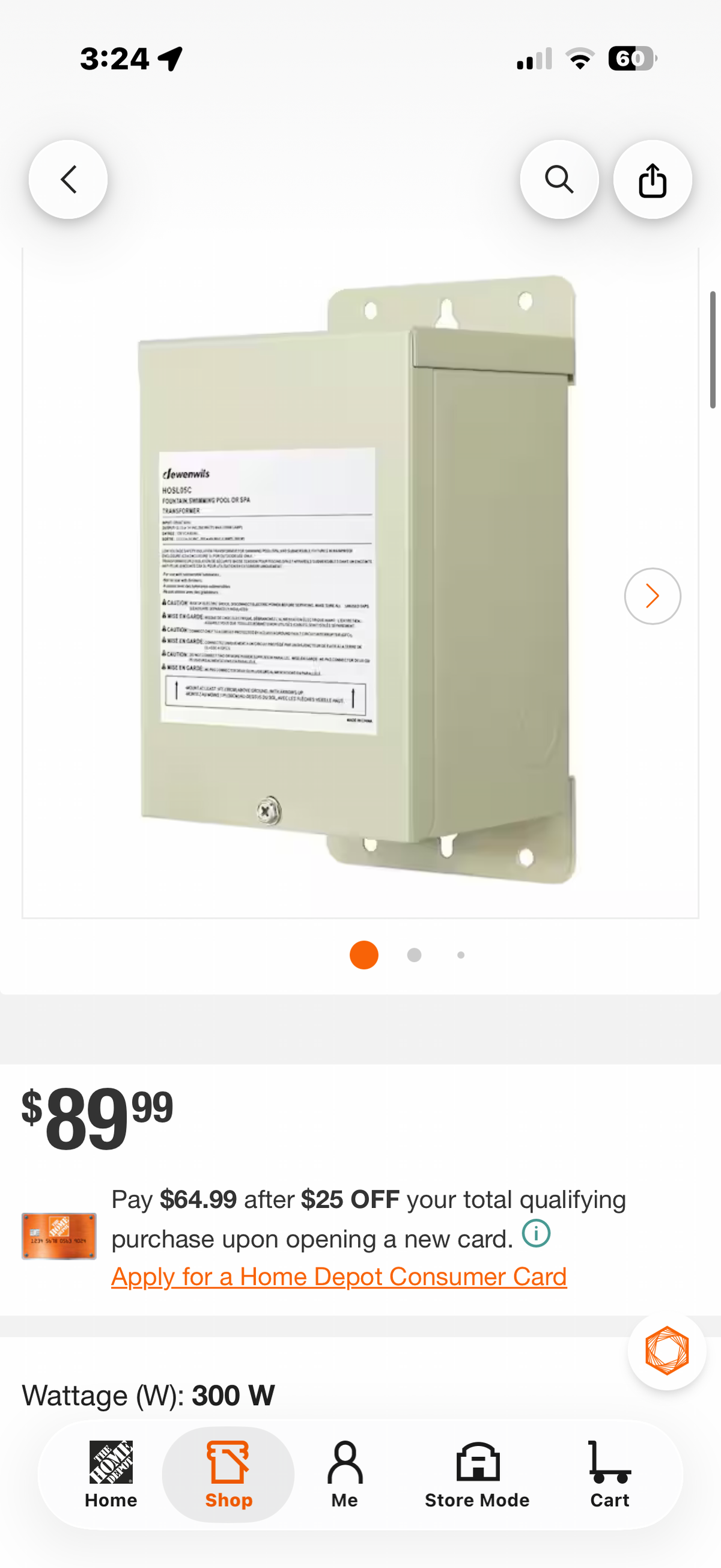 Multi-tap Low Voltage 300-Watt Metal Pool Light Transformer