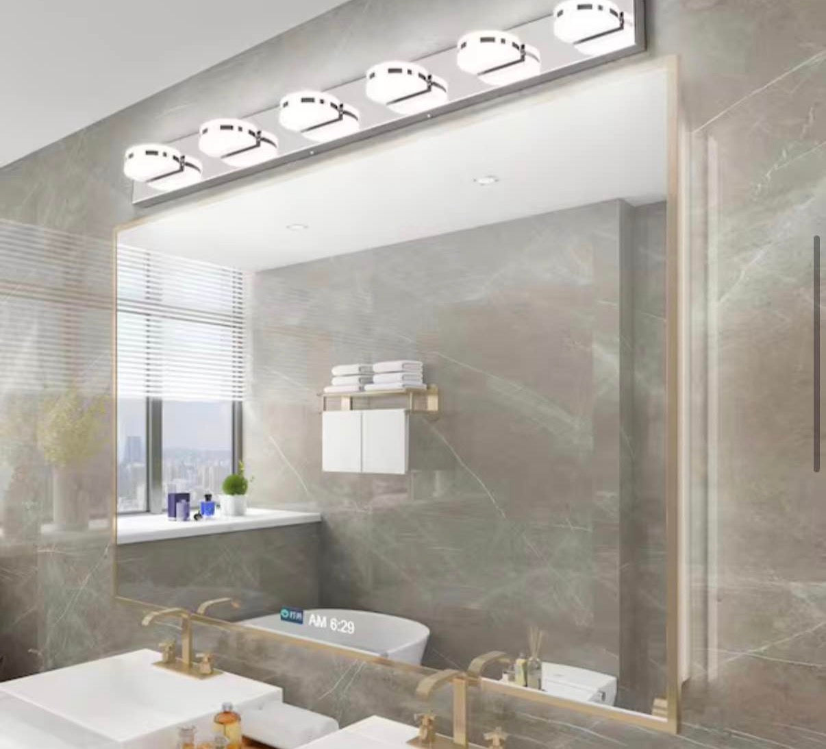 45.28 in. 6-Light Chrome LED Vanity Light with 360° Up and Down