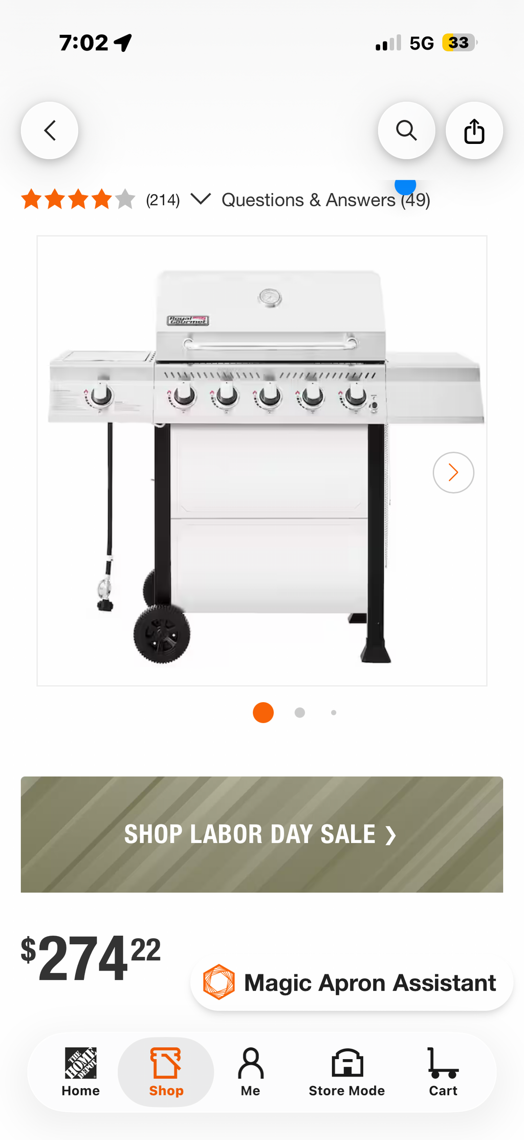 5-Burner BBQ Liquid Propane Gas Grill with Side Burner