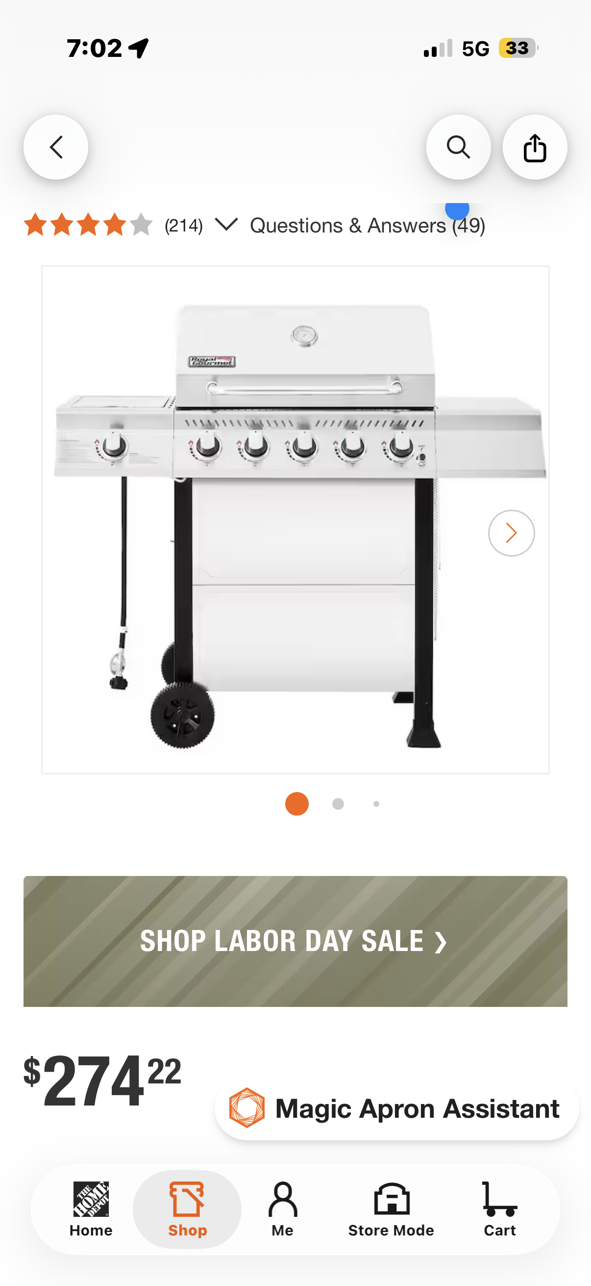 5-Burner BBQ Liquid Propane Gas Grill with Side Burner