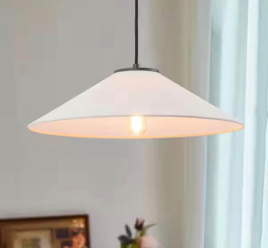 Noto 17.7 in. 1-Light Black Pendant Light with Fabric Cone Shade