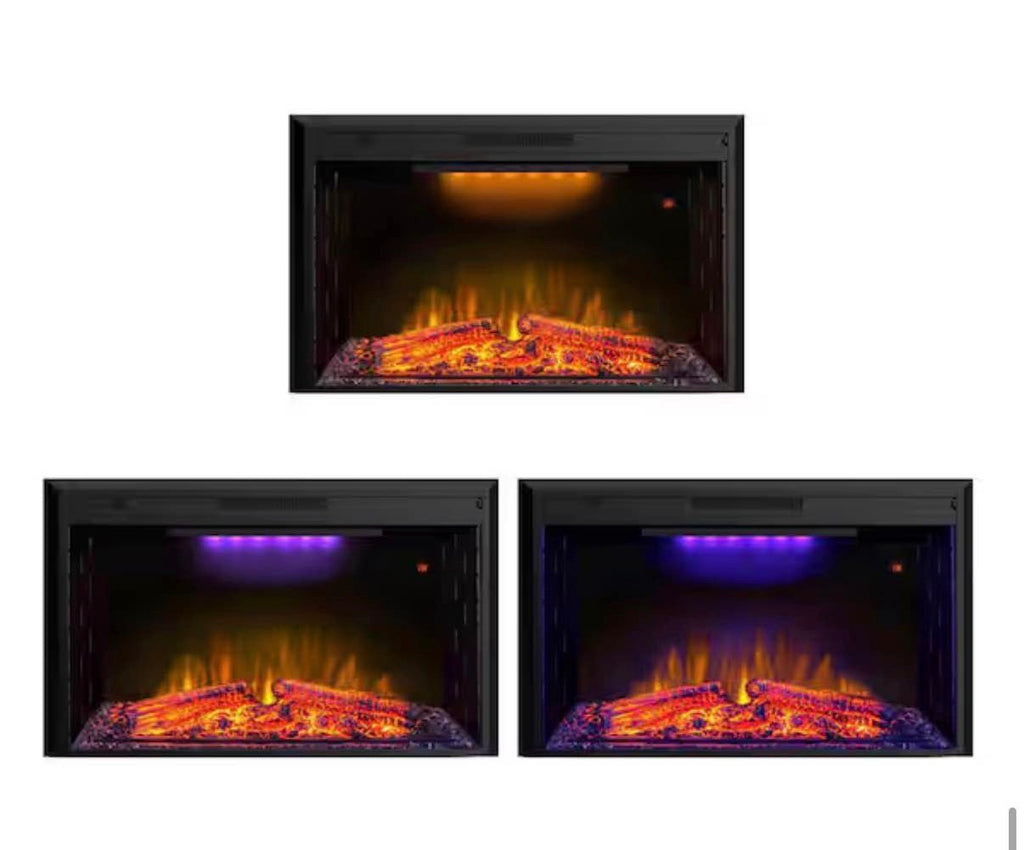 43 in. Classic Brick Background LED Touch Recessed Wall Electric Fireplace