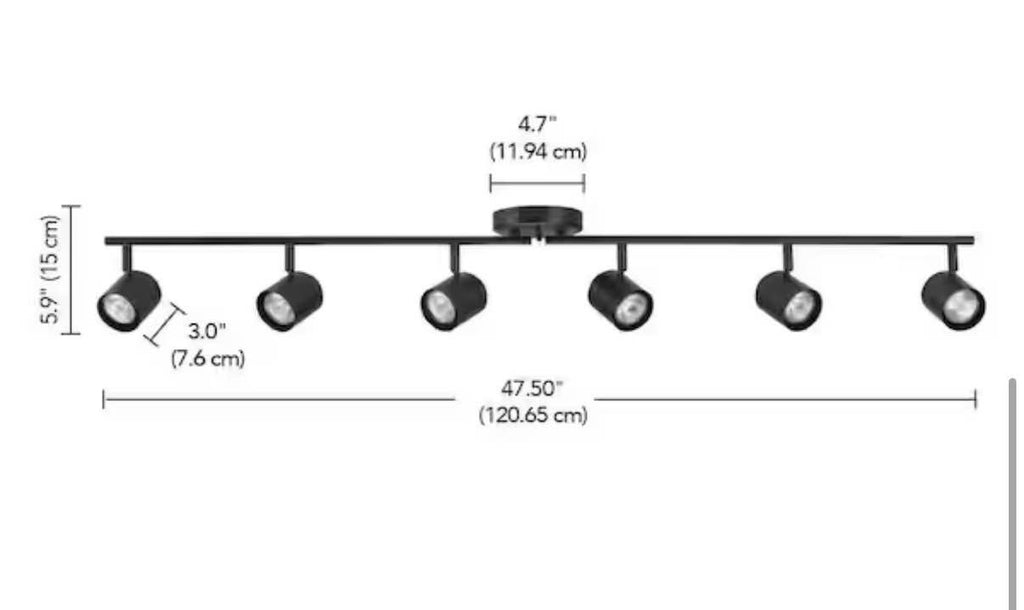 47 in. 6-Light Matte Black Hard Wired Foldable Track Lighting Kit