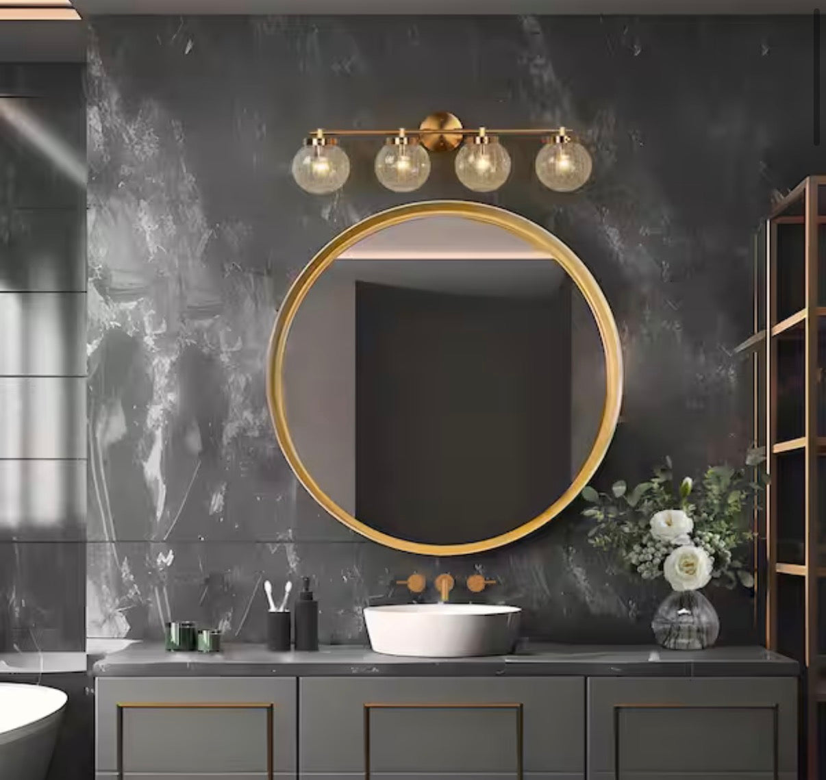 Lunary Modern 29.5 in. 4-Light Brass Vanity Light