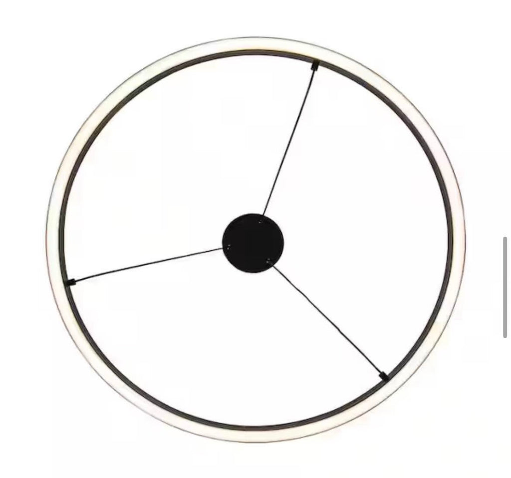 24 in. Integrated LED Black Circular Ring Pendant Light