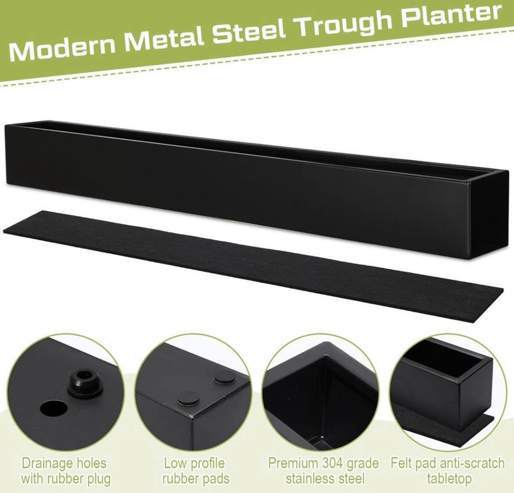32 x 3.5 x 3.5 Inch Long Rectangular Planter Box