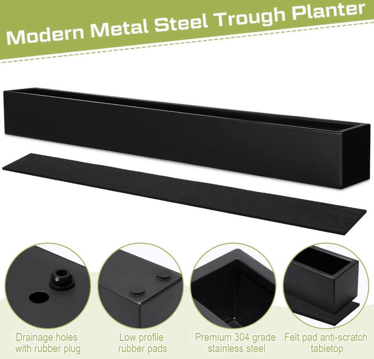 32 x 3.5 x 3.5 Inch Long Rectangular Planter Box