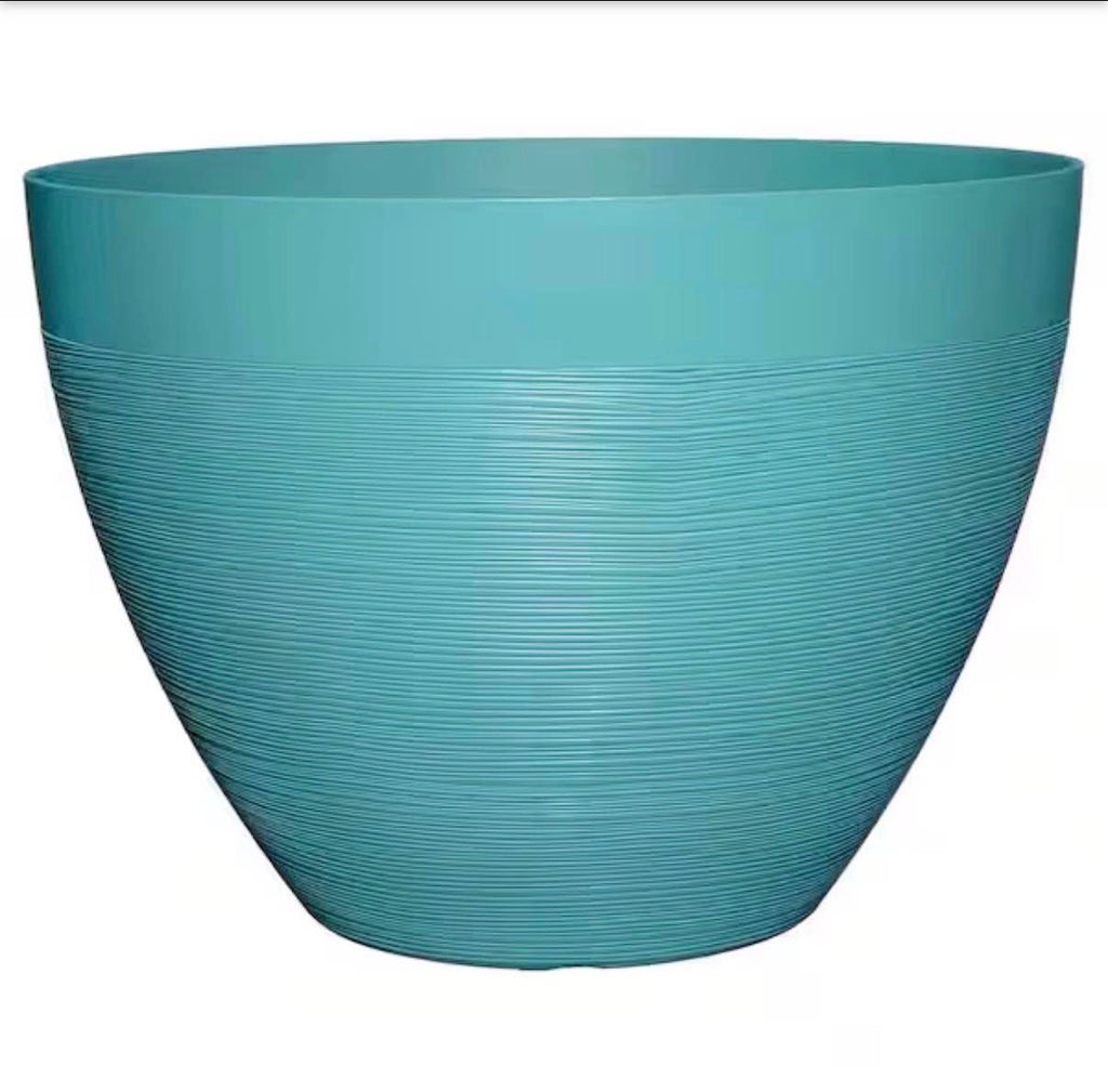 Large Teal Resin Lightweight Round Planter