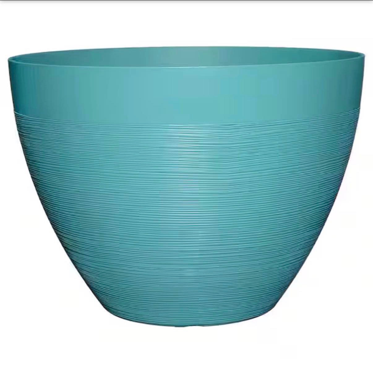 Large Teal Resin Lightweight Round Planter