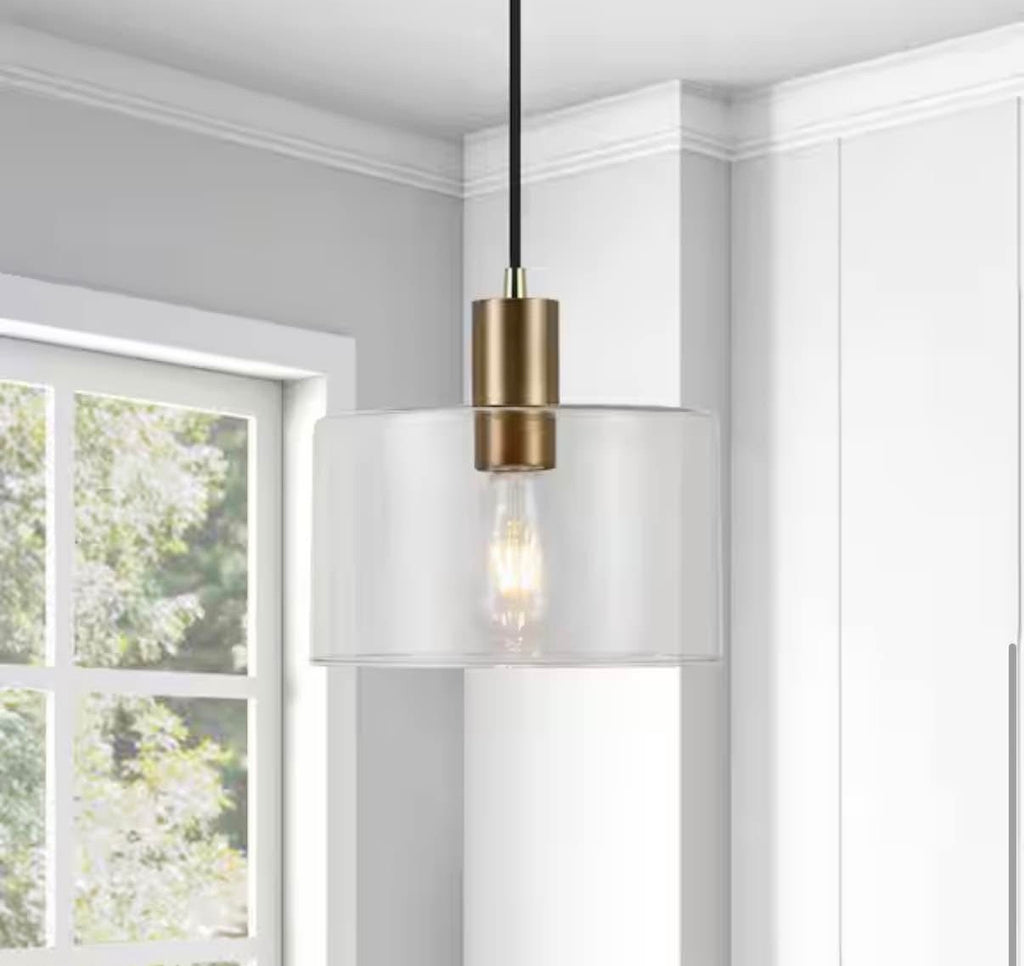 Henri 1-Light Glass Pendant with Brass Accents