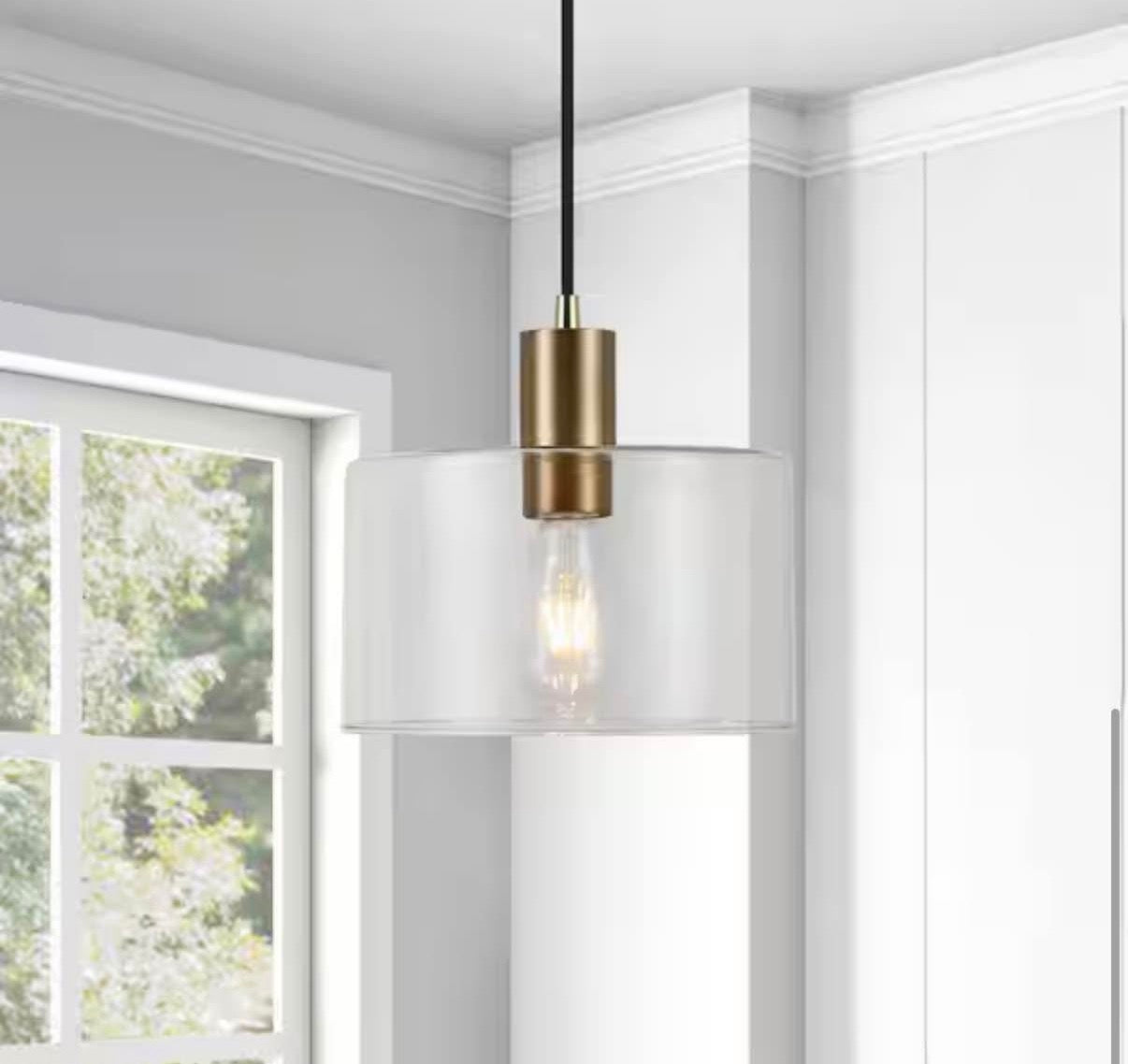 Henri 1-Light Glass Pendant with Brass Accents