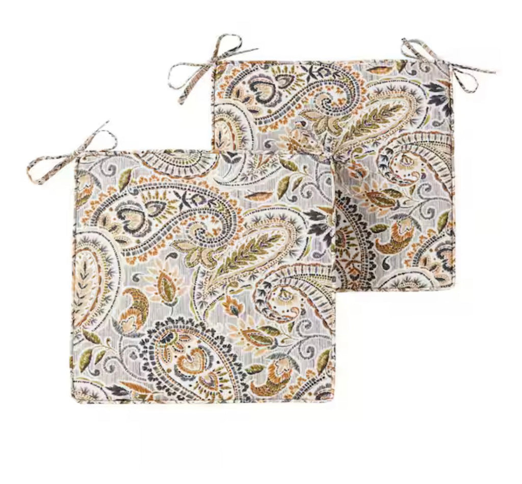 18 in. x 18 in. Arctic Paisley Square Outdoor Seat Cushion (2-Pack)