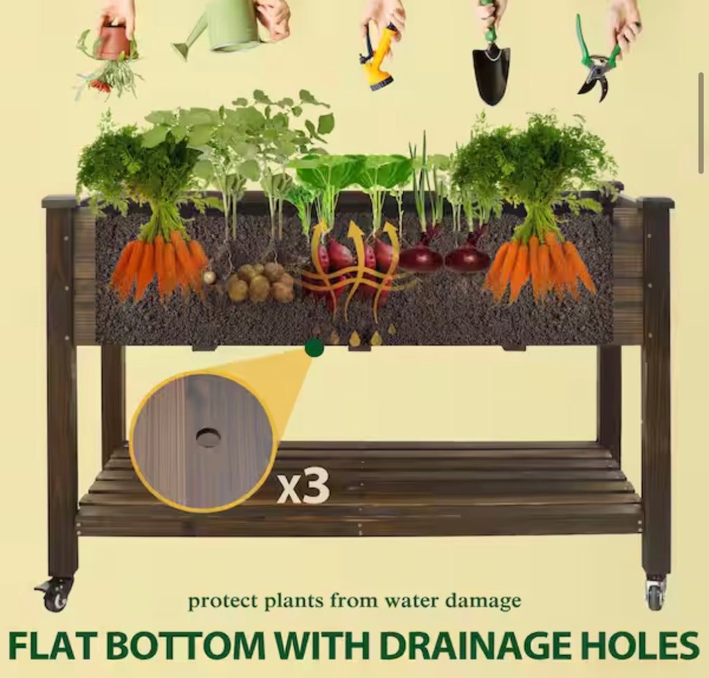 48 in. Raised Garden Bed with Lockable Wheels