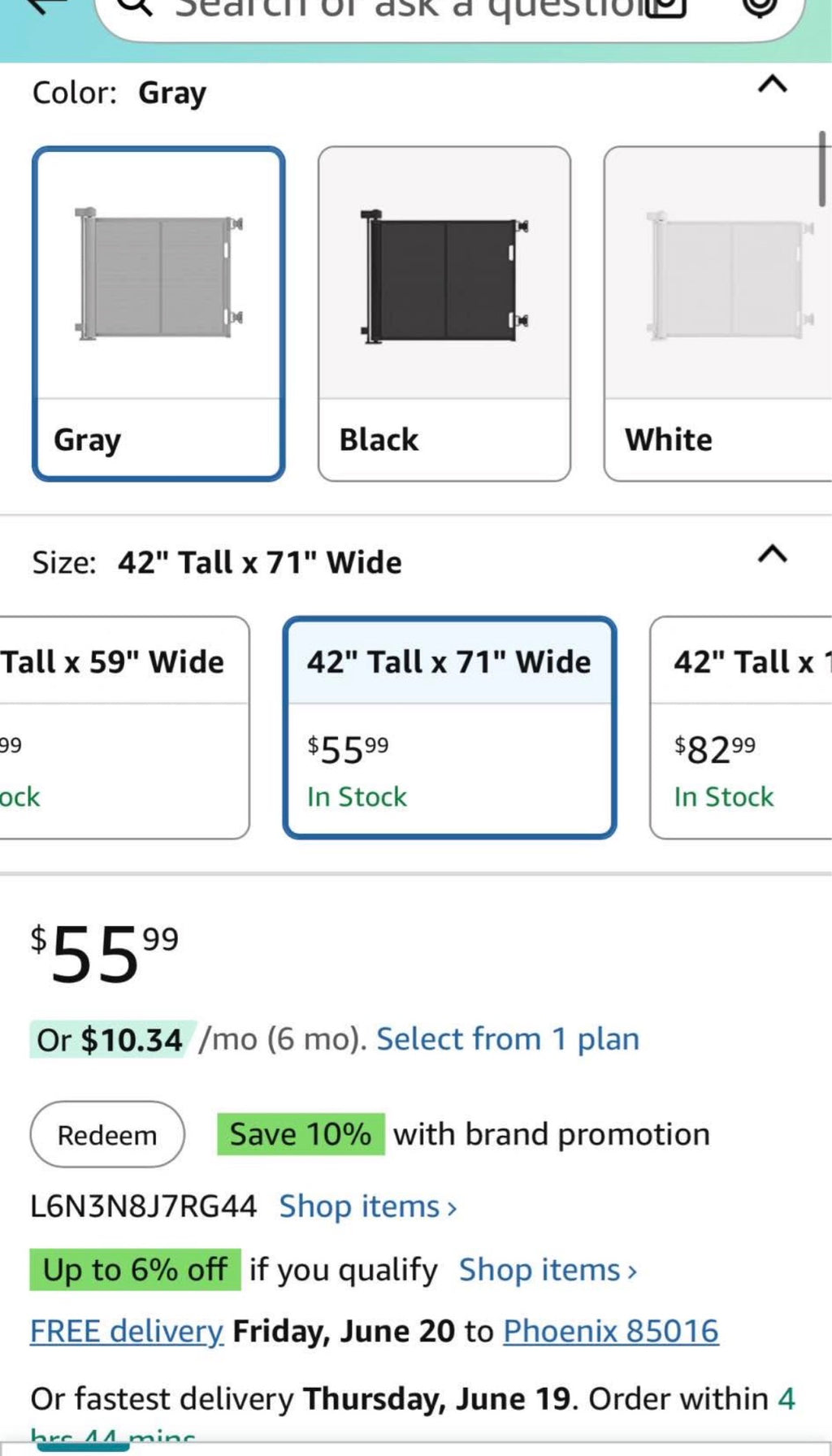 42" Tall Retractable Gate for Baby and Pet