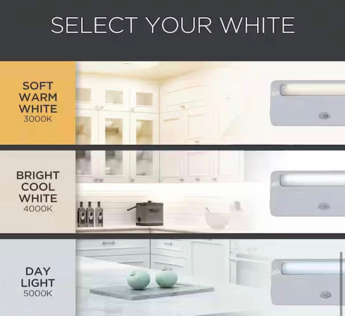 24 in. LED White Under Cabinet Light 3 Color Temperature