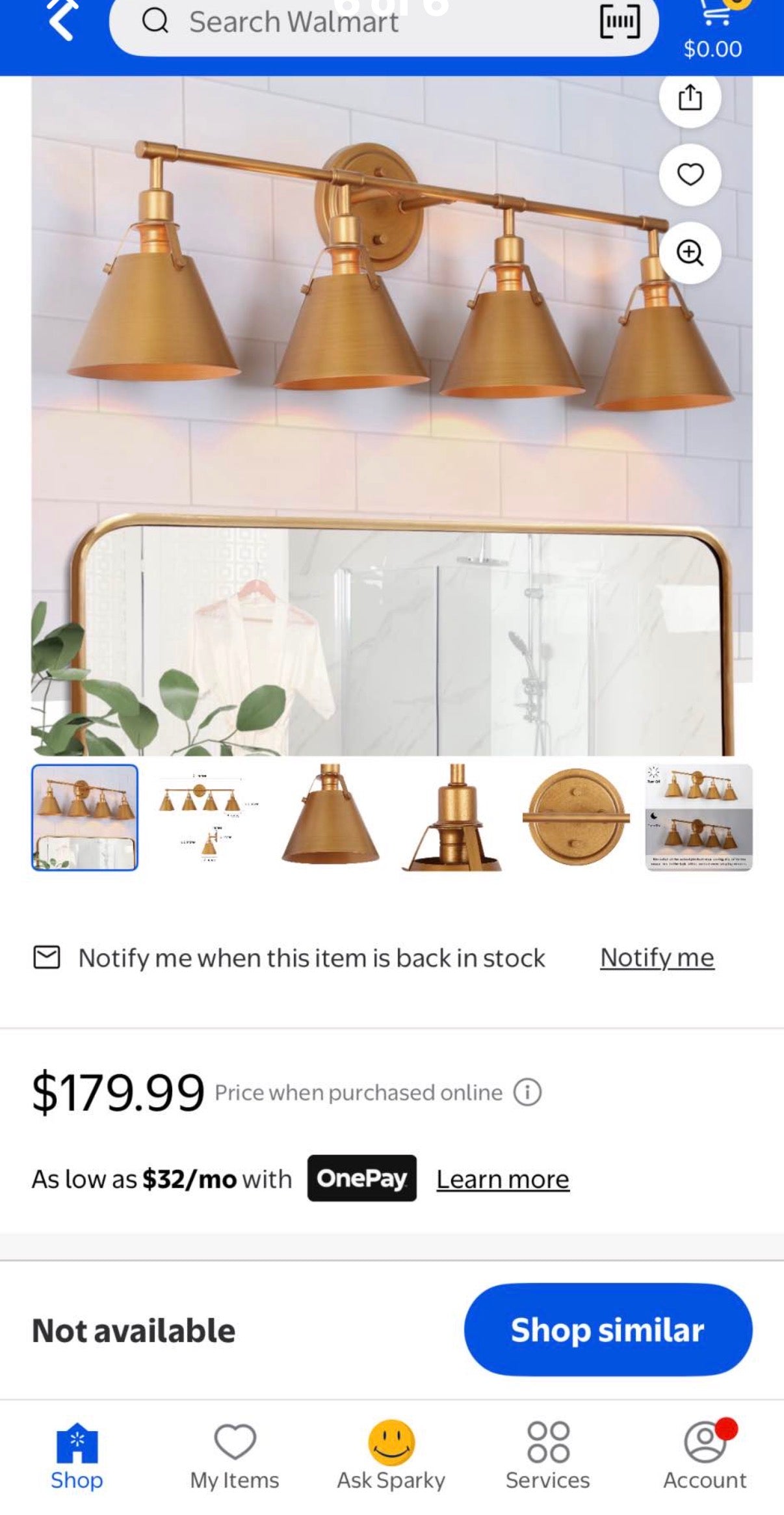 Mid-Century 4-Light Antique Vanity Light