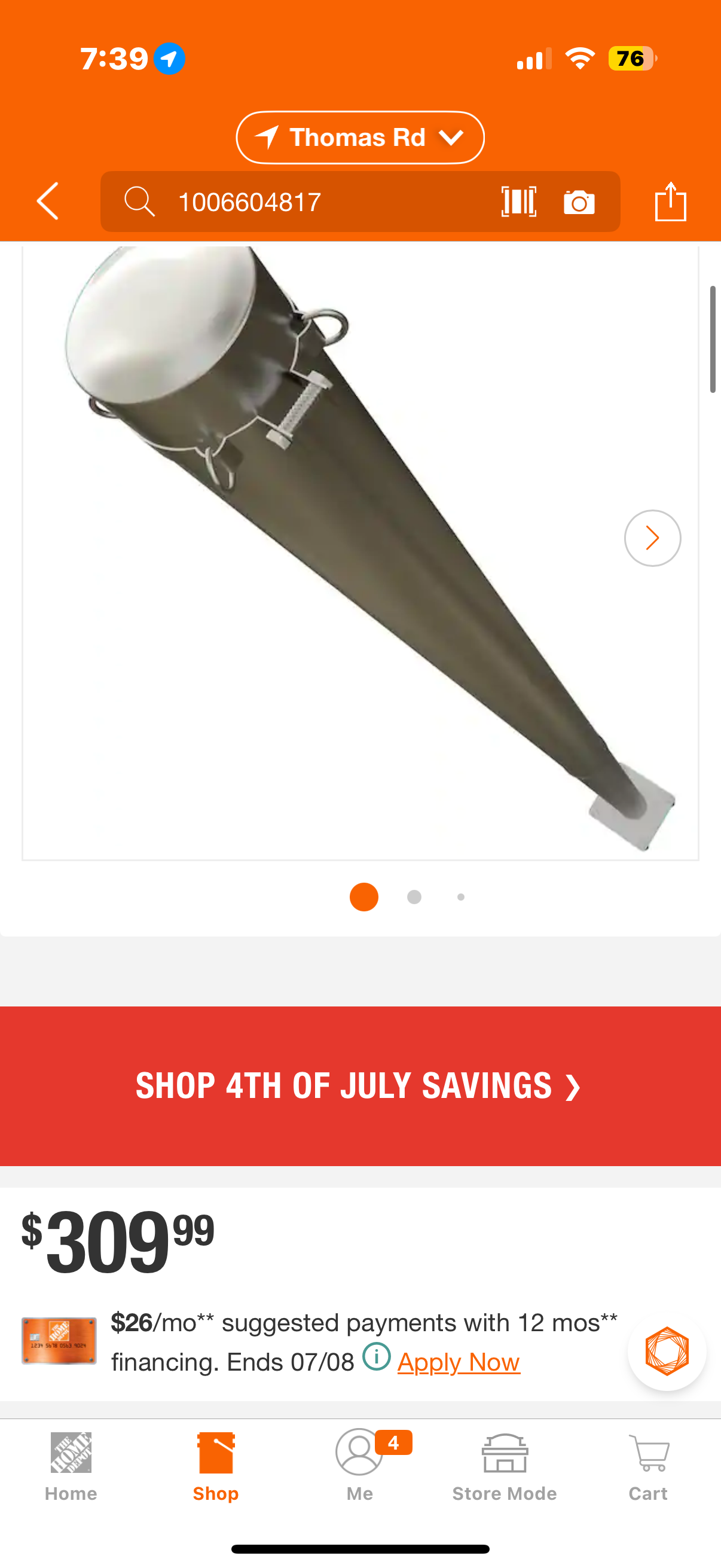 8 ft. Stainless Steel Pole and Kit for Sun Shade Sails