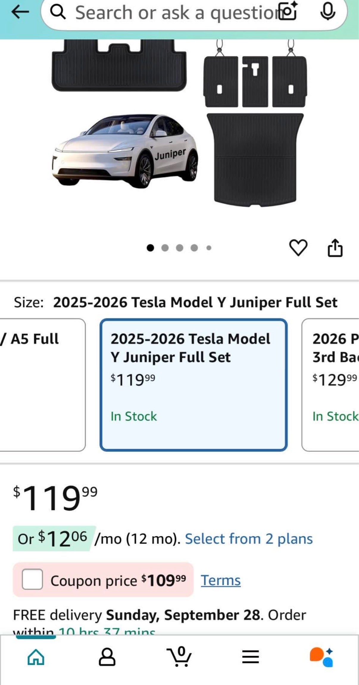 Floor Mats for 2025 2026 Tesla Model Y Juniper