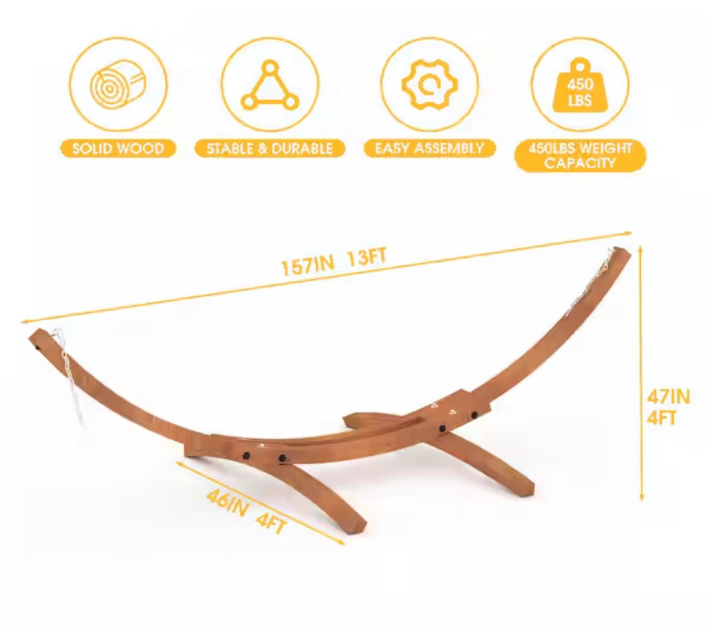 13 ft. Pine Hardwood Arc Frame Hammock Stand ( missing some hardware)