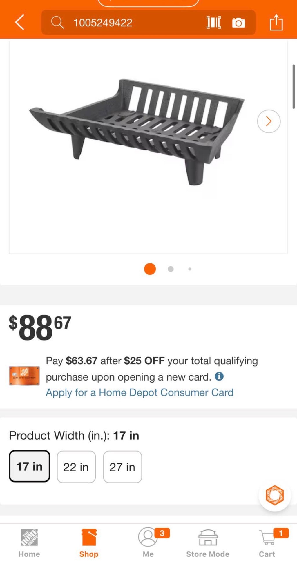 17 in. Cast Iron Heavy-Duty Fireplace Grate