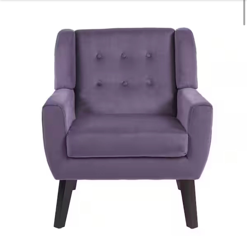 Purple Velvet Upholstery Arm Chair (Set of 1)