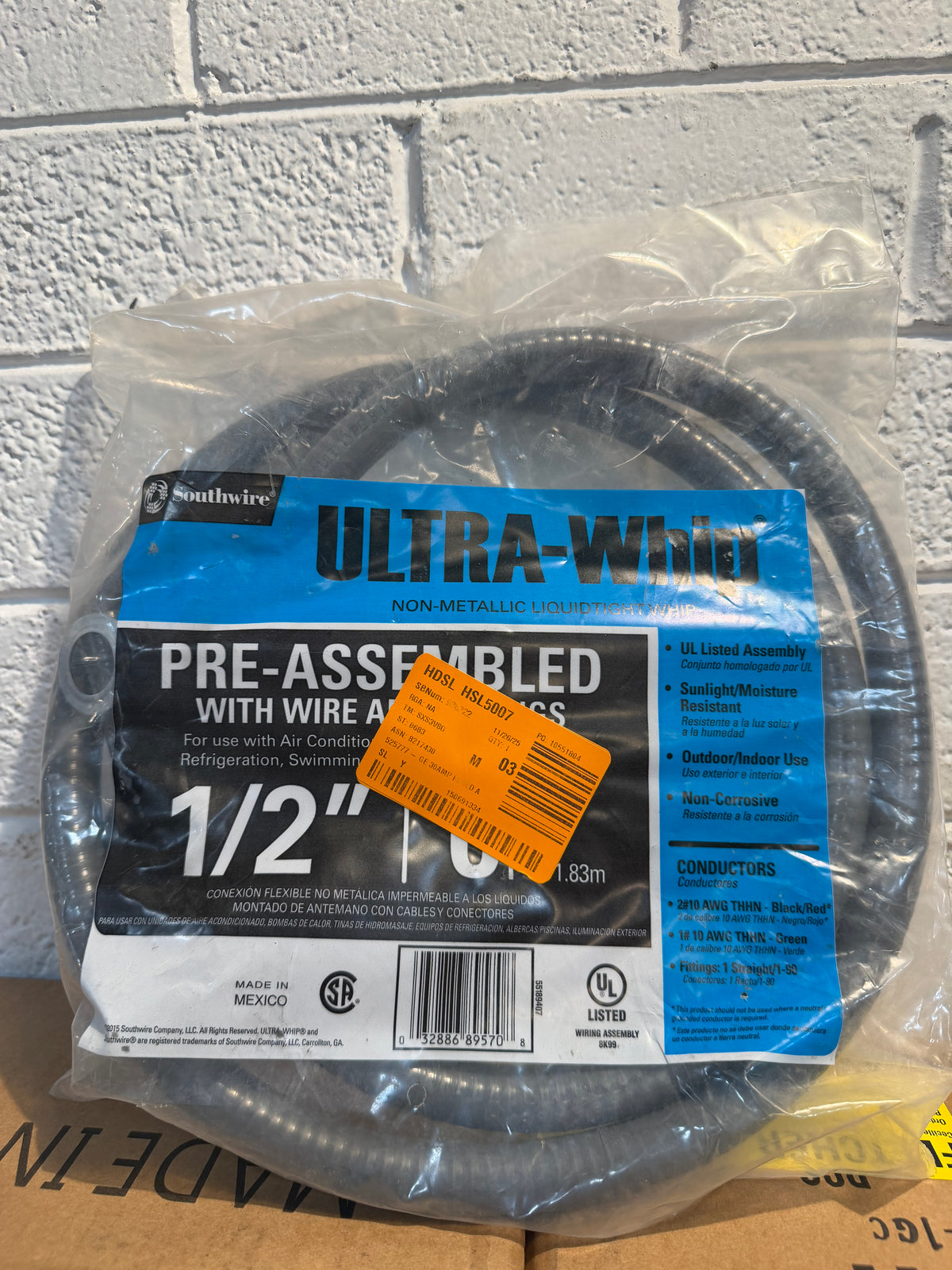 1/2 in. x 6 ft. PVC Conduit Cable Whip
