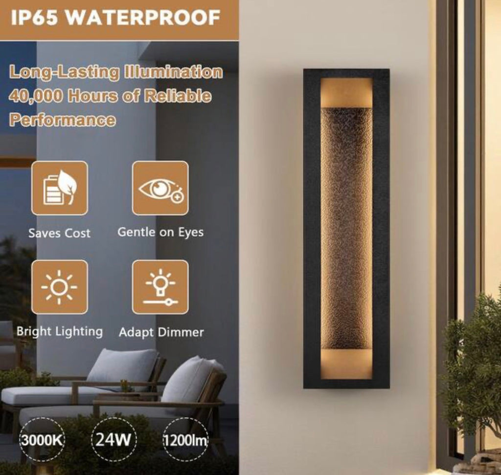 19.6 in. Black LED Outdoor Wall Lantern Sconce