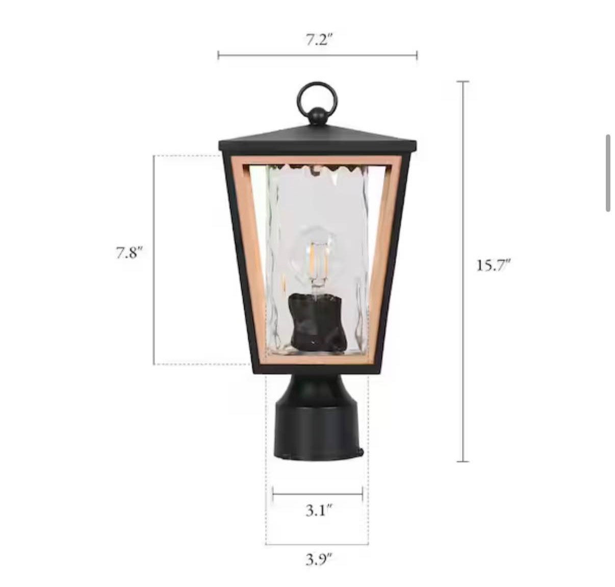 Modern 15.7 in. 1-Light Black Gold Metal Outdoor Post Light